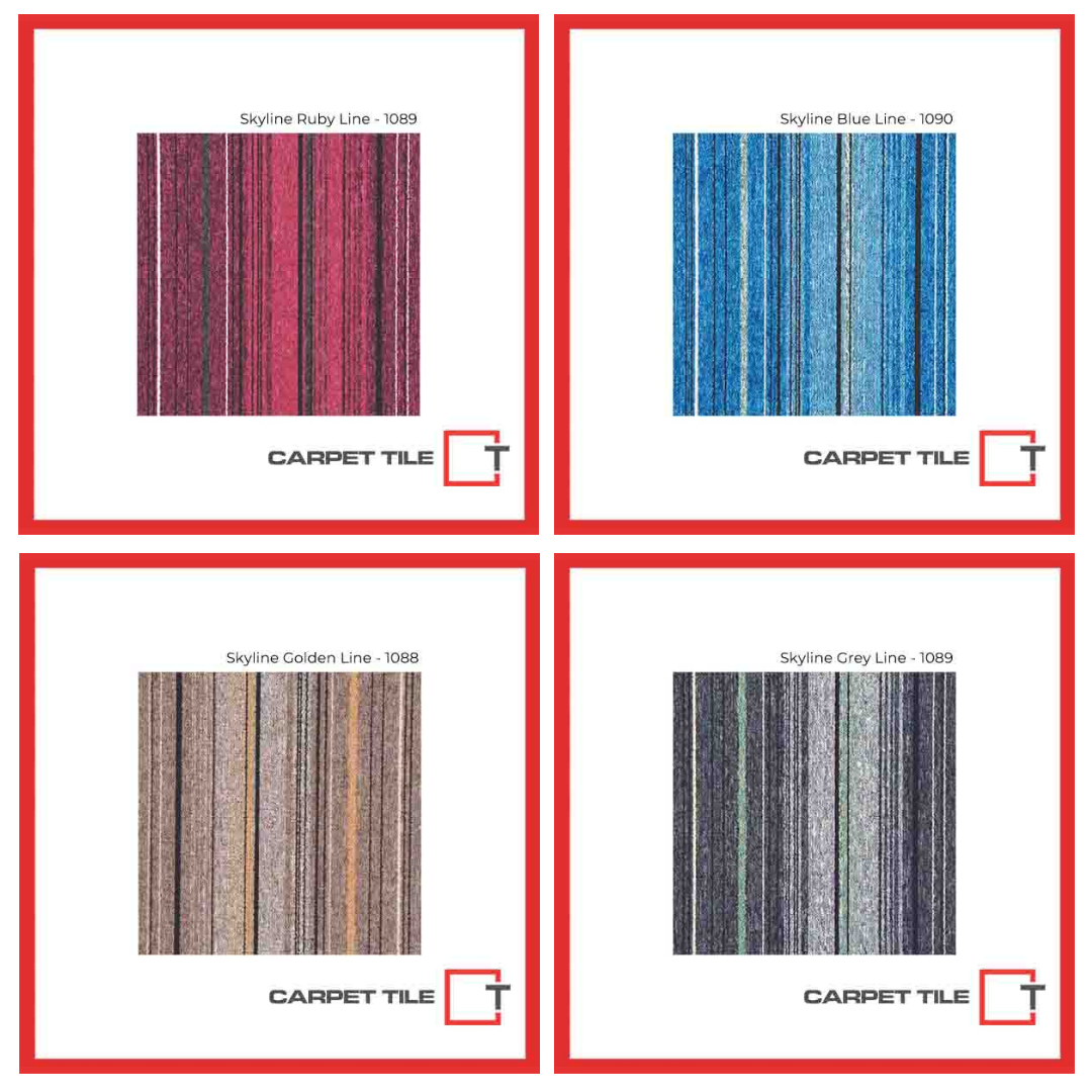 All 4 available colors of patterned carpet tiles skyline series