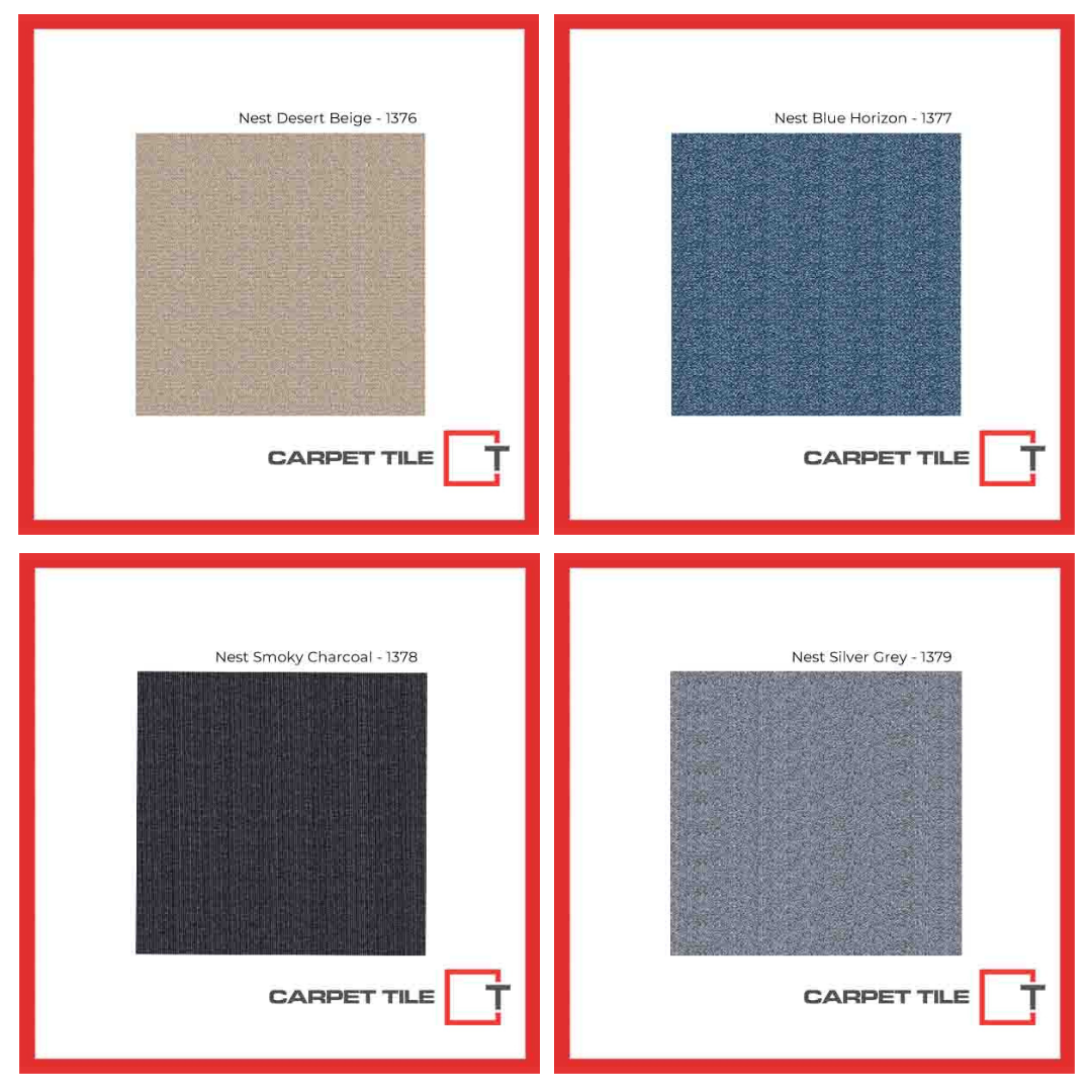 4 colors of heavy duty commercial carpet tiles for office Nest Series from Primelay