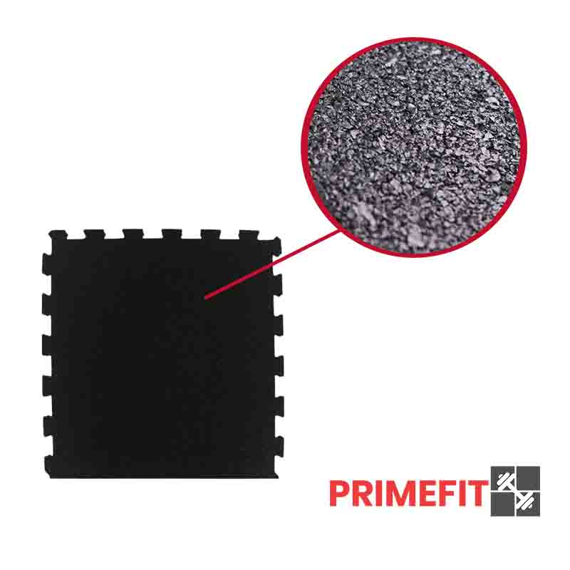 15mm interlocking rubber gym mat flooring border piece close up rough surface