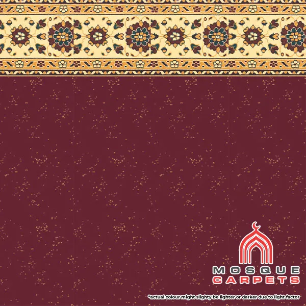 11mm Carpet in Mosque Design Al-Nurayn Kastanai Red Close Up