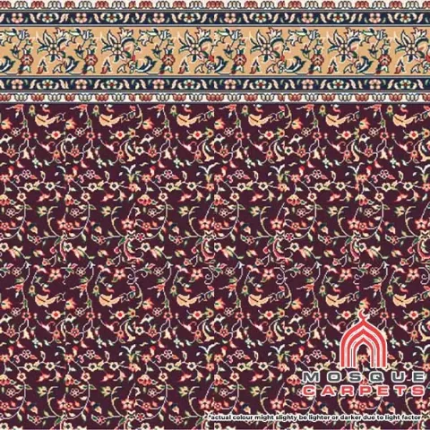 8mm Carpet Masjid Supplier Design Al-Hayah Arjwani Red Close Up