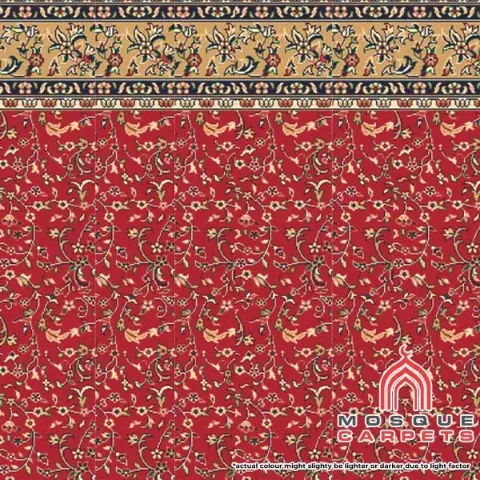 8mm Carpet Masjid Supplier Design Al-Hayah Qirmizi Red Close Up