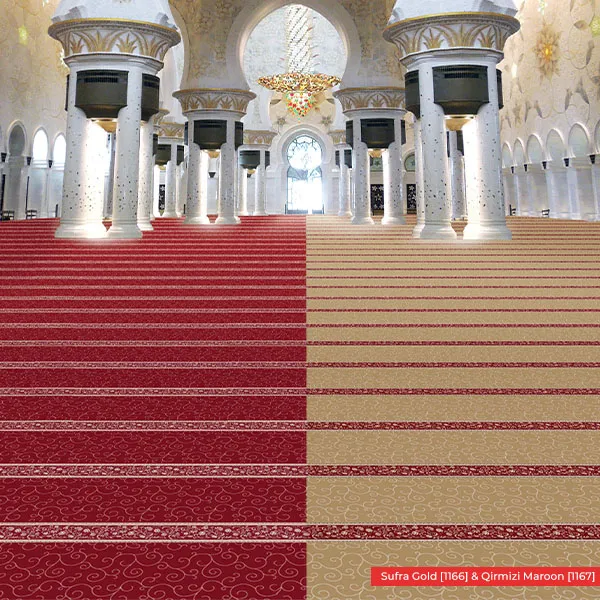 Masjid Carpet Installation Example Photo Design Sufra Gold Qirmizi Maroon