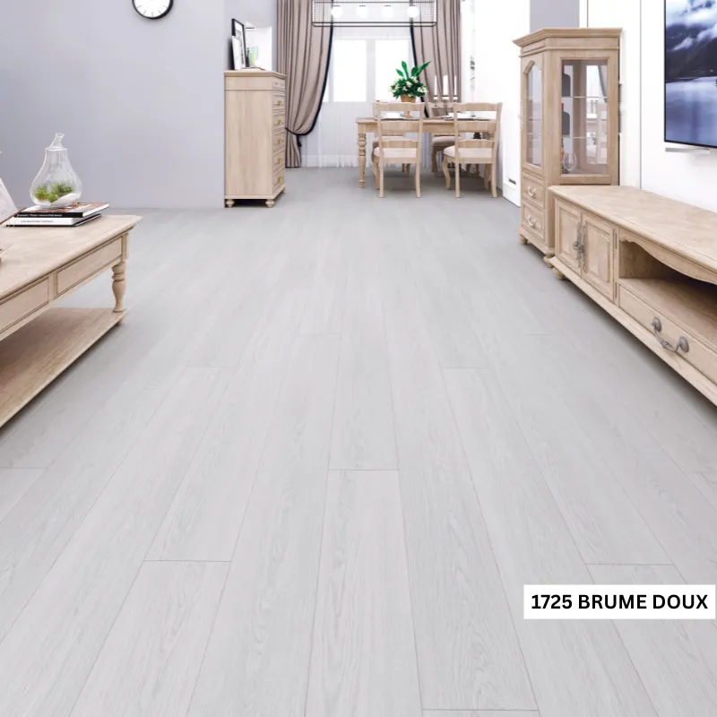 Brume Doux light grey oak LVT click flooring plank by Primelay
