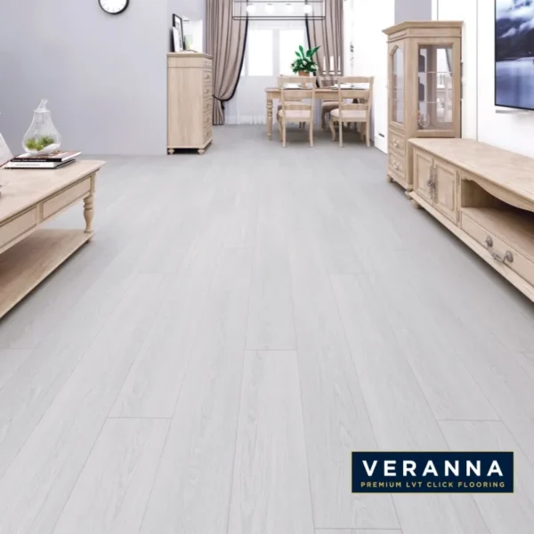 Brume Doux light grey oak LVT click flooring plank by Primelay