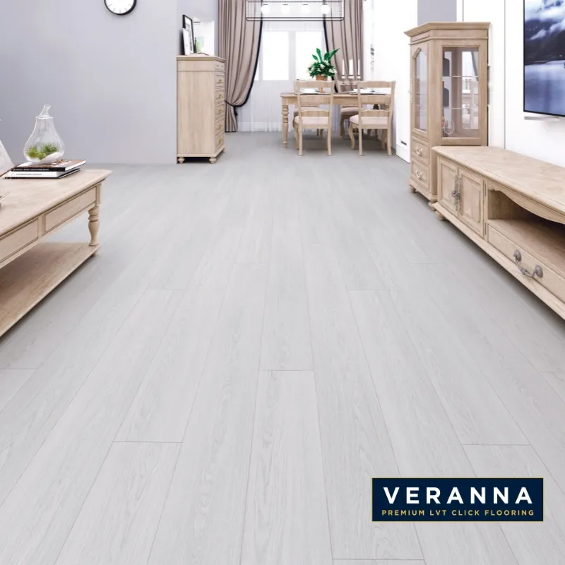 Brume Doux light grey oak LVT click flooring plank by Primelay